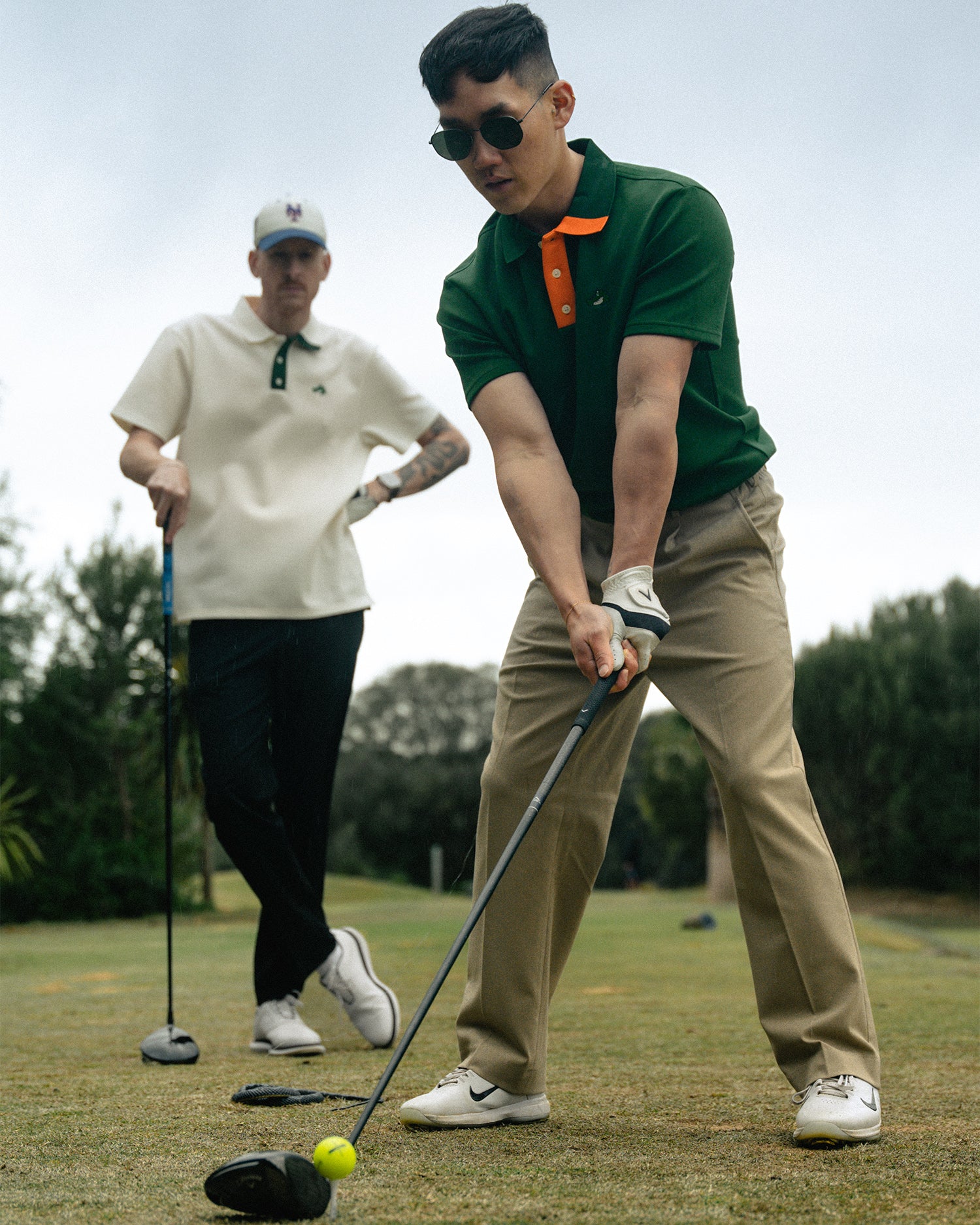 Men's Chippy Polo - Forest/Orange - Image 5