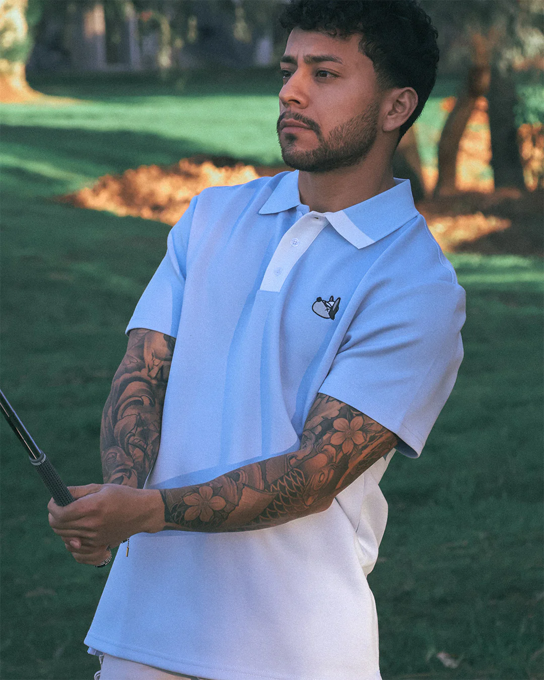 Men's Hunter Polo - Baby Blue/White - Image 2