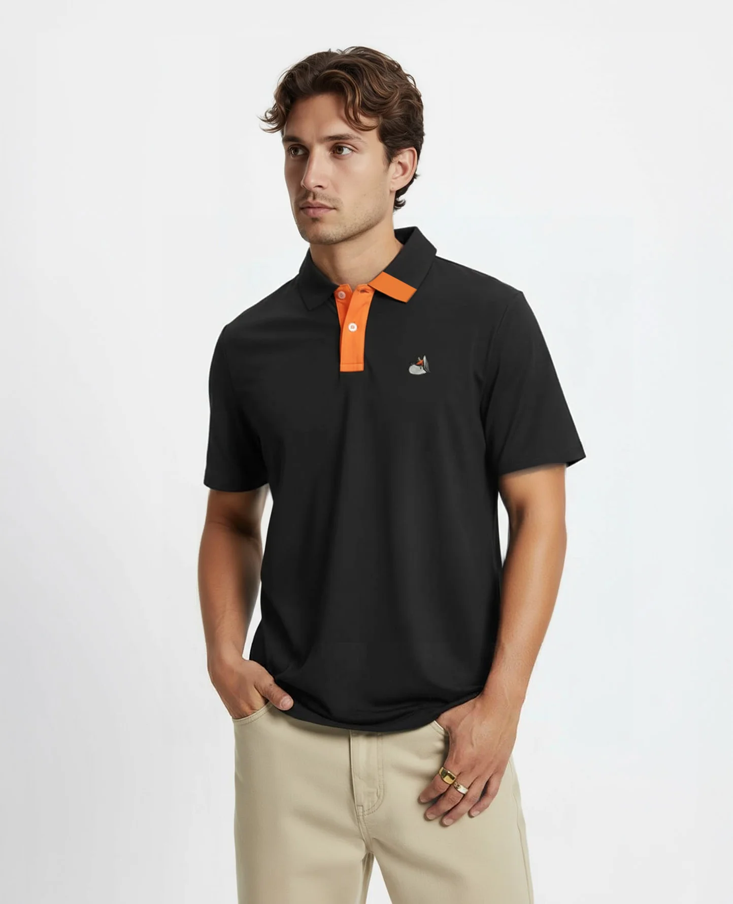 Men's Hunter Polo - Black/Orange - Image 2