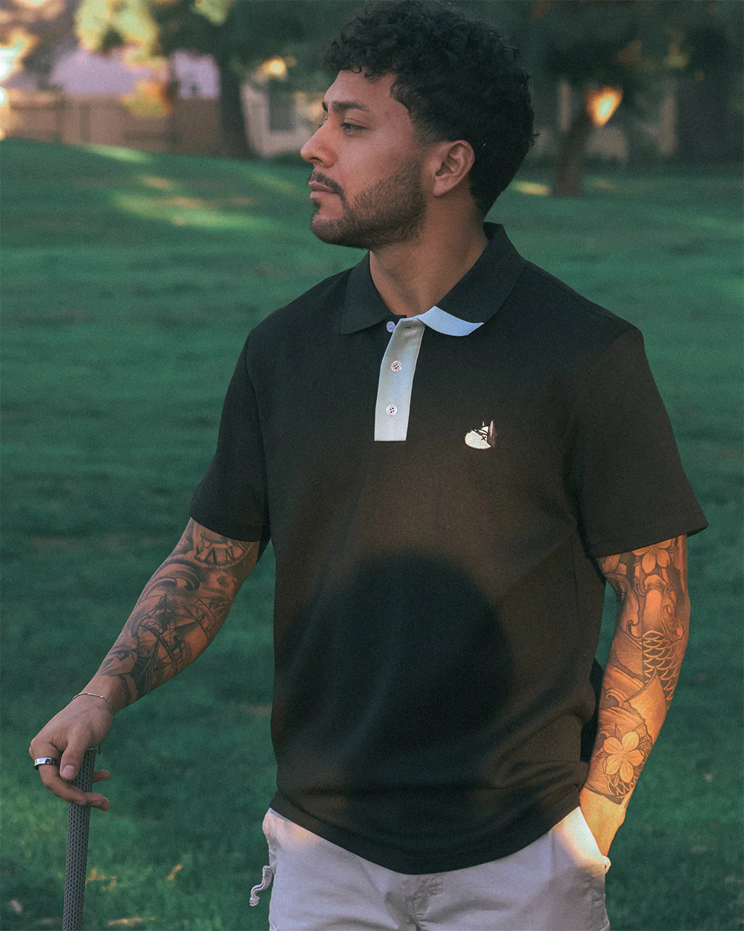 Men's Hunter Polo - Black/Sky - Image 2