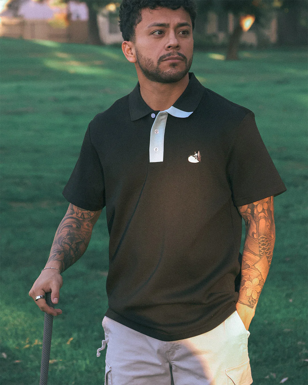 Men's Hunter Polo - Black/Sky - Image 3