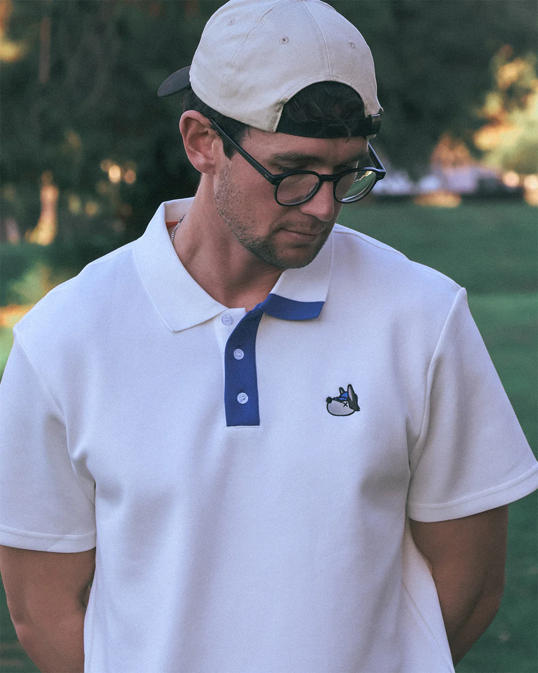 Men's Hunter Polo - White/Blue - Image 3